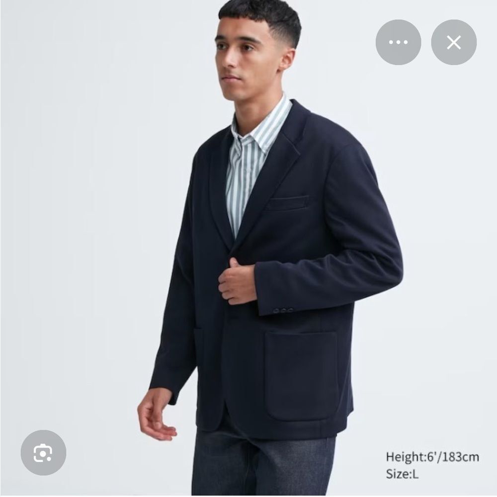Navy Comfort Blazer jacket (standard sleeve length and overall length)